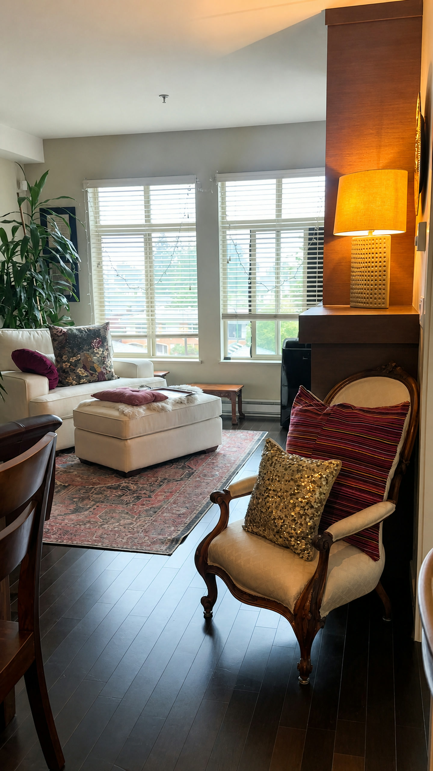 A freshly reset living room after residential cleaning